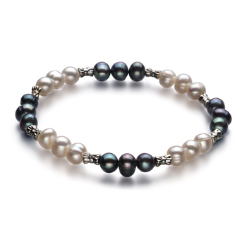 YinYang Black and White 6-7mm A Quality Freshwater Cultured Pearl Bracelet