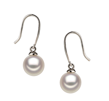 Yoko White 7-8mm AA Quality Japanese Akoya 925 Sterling Silver Cultured Pearl Earring Pair