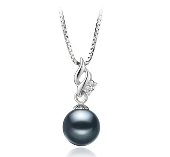 7-8mm AAAA Quality Freshwater Cultured Pearl Pendant in Zalina Black 7-8mm AAAA Quality Freshwater Cultured Pearl Pendant in Zalina Black