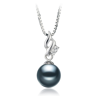 7-8mm AA Quality Japanese Akoya Cultured Pearl Pendant in Zalina Black