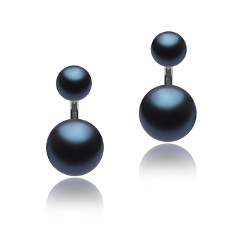 Zelda Black 6-11mm AAA Quality Freshwater 925 Sterling Silver Cultured Pearl Earring Pair