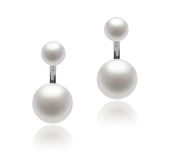 Zelda White 6-11mm AAA Quality Freshwater 925 Sterling Silver Cultured Pearl Earring Pair