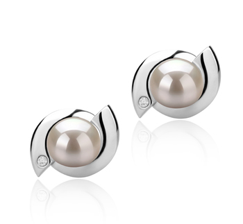 Zorina White 6-7mm AAAA Quality Freshwater 925 Sterling Silver Cultured Pearl Earring Pair